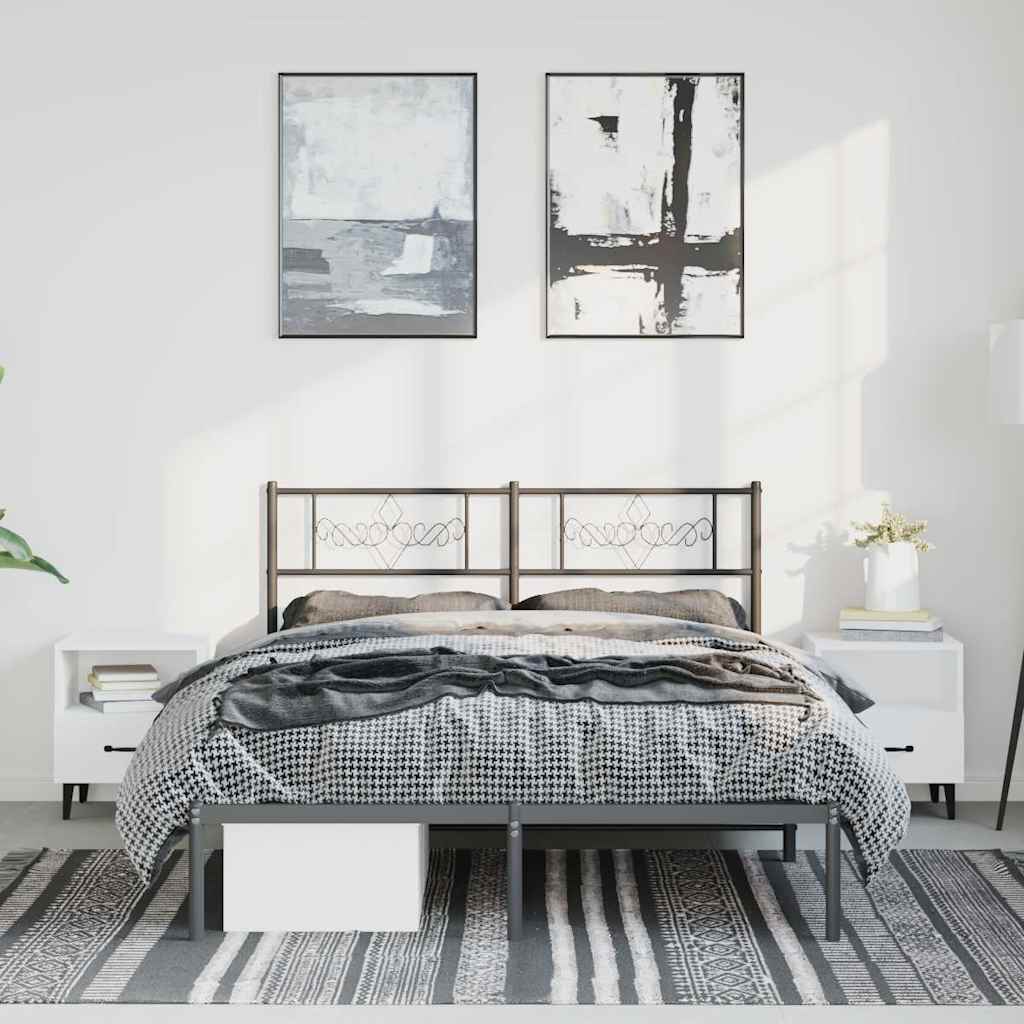 Bettgestell mit Kopfteil Metall Schwarz 150x200 cm