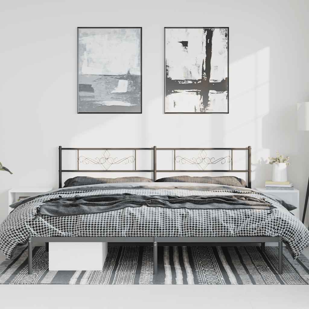 Bettgestell mit Kopfteil Metall Schwarz 193x203 cm