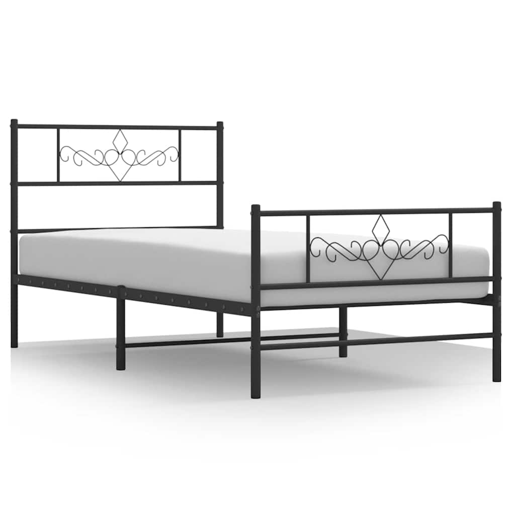 Bettgestell mit Kopf- und Fußteil Metall Schwarz 100x200 cm