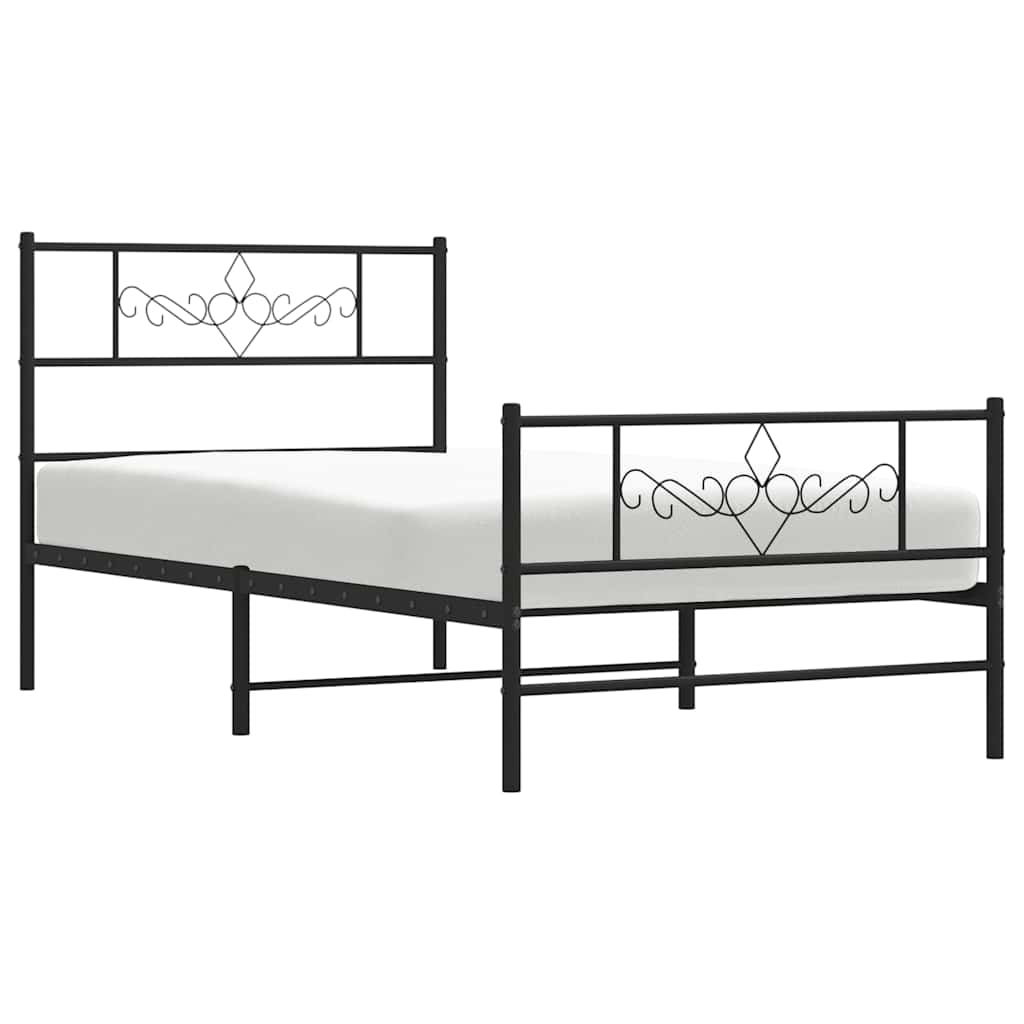 Bettgestell mit Kopf- und Fußteil Metall Schwarz 100x200 cm