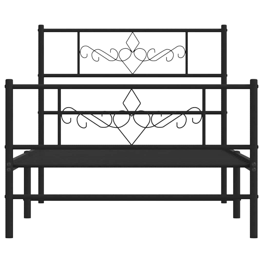 Bettgestell mit Kopf- und Fußteil Metall Schwarz 100x200 cm