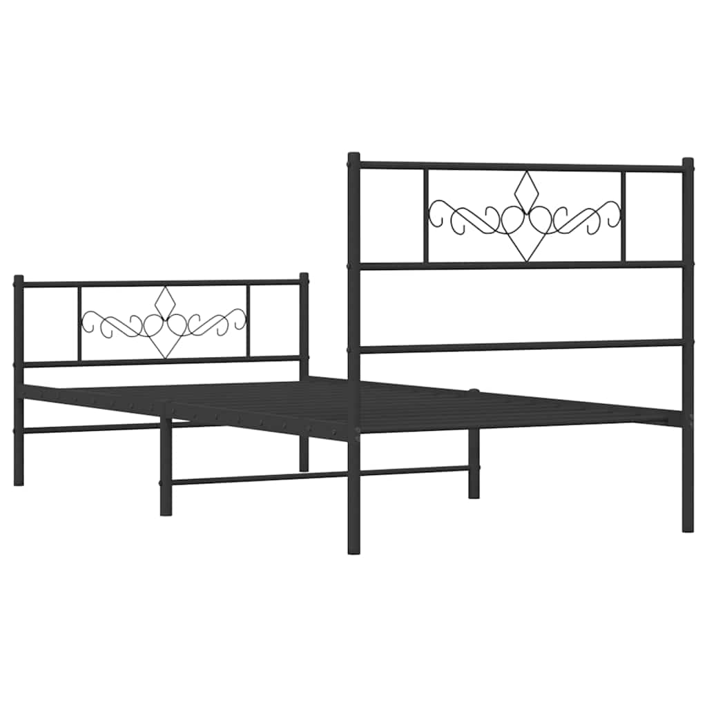 Bettgestell mit Kopf- und Fußteil Metall Schwarz 100x200 cm