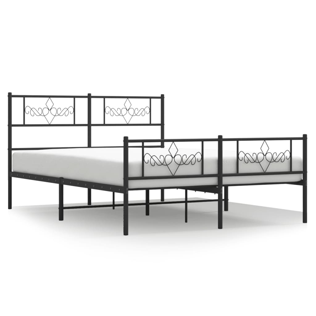 Metallbett ohne Matratze mit Fußteil Schwarz 160x200 cm