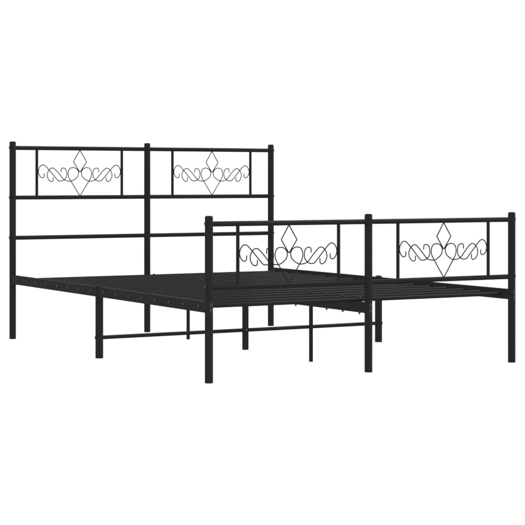 Metallbett ohne Matratze mit Fußteil Schwarz 160x200 cm