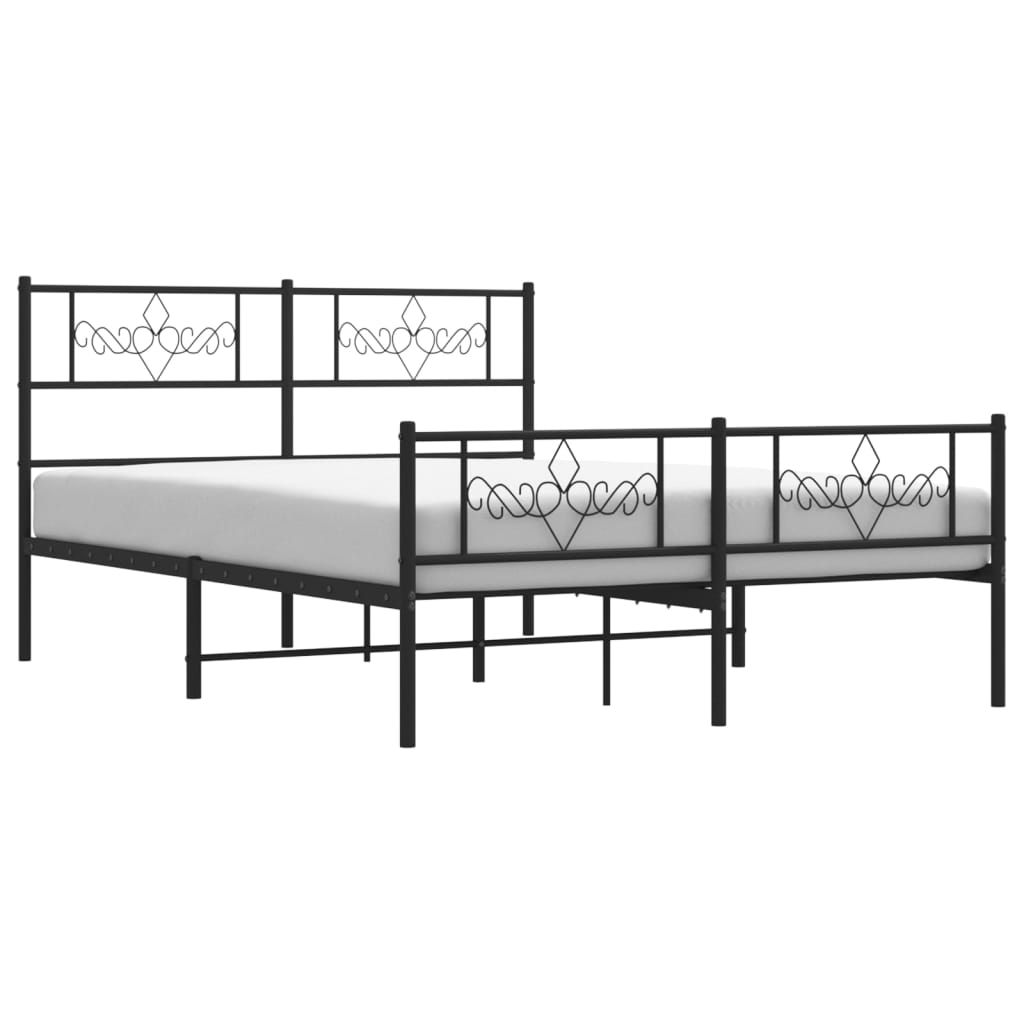 Metallbett ohne Matratze mit Fußteil Schwarz 160x200 cm