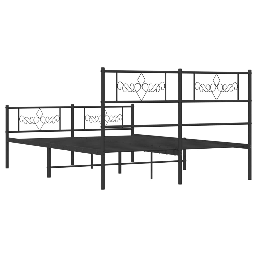 Metallbett ohne Matratze mit Fußteil Schwarz 160x200 cm