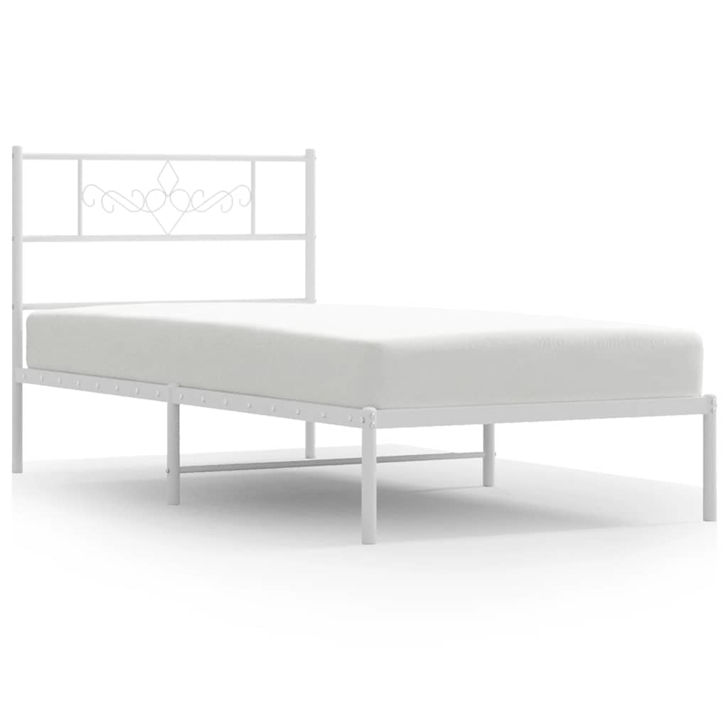 Bettgestell mit Kopfteil Metall Weiß 100x200 cm