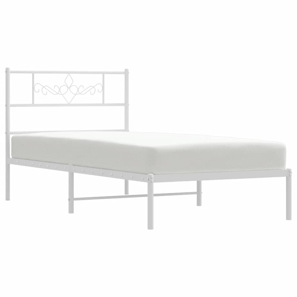 Bettgestell mit Kopfteil Metall Weiß 100x200 cm