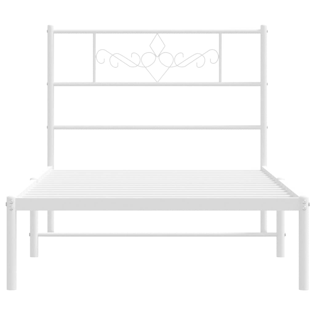 Bettgestell mit Kopfteil Metall Weiß 100x200 cm
