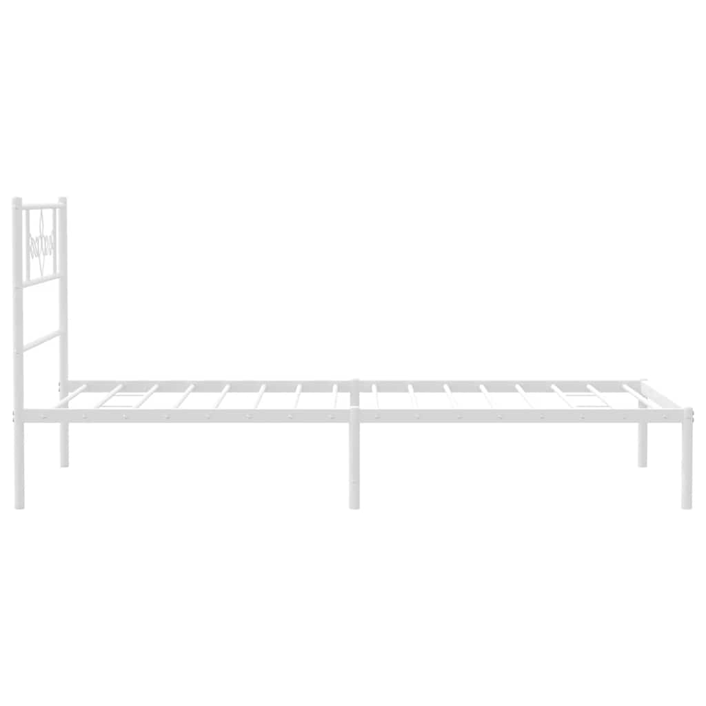 Bettgestell mit Kopfteil Metall Weiß 100x200 cm
