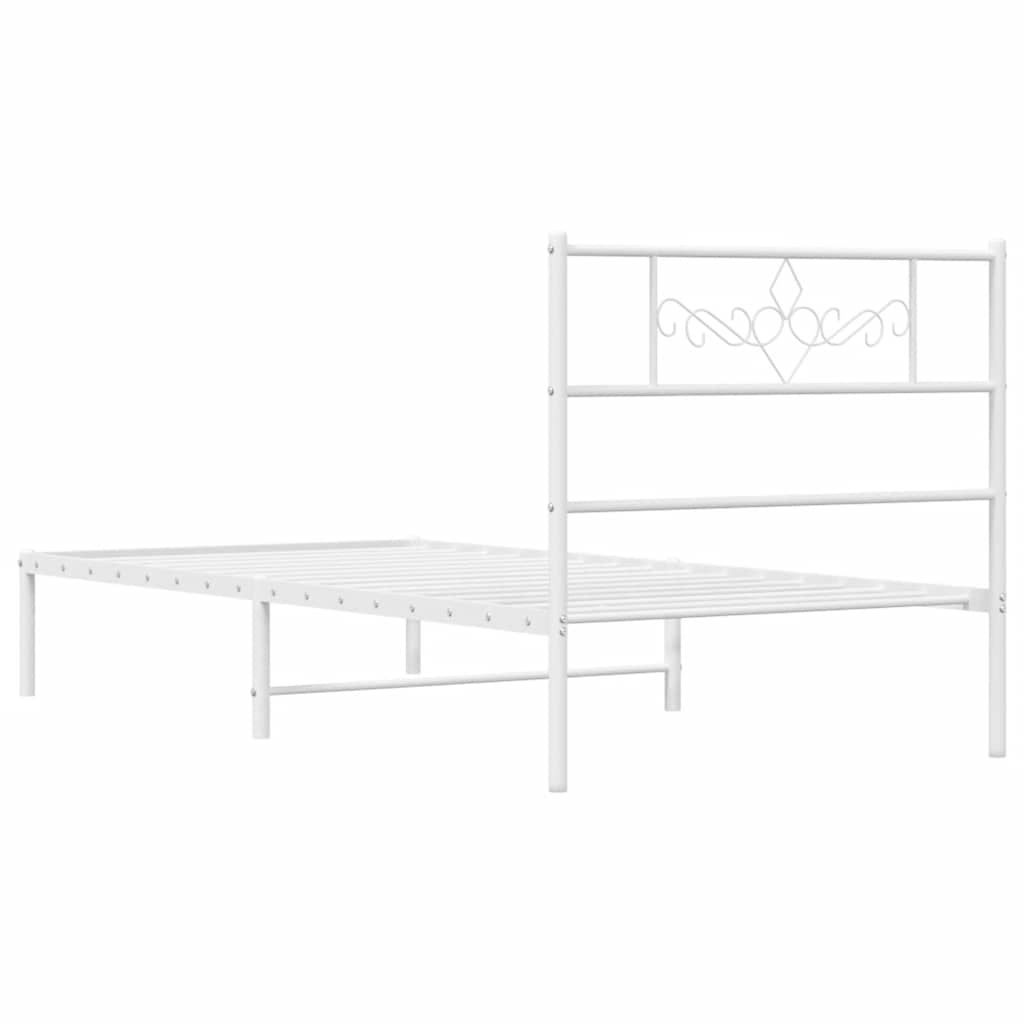 Bettgestell mit Kopfteil Metall Weiß 100x200 cm