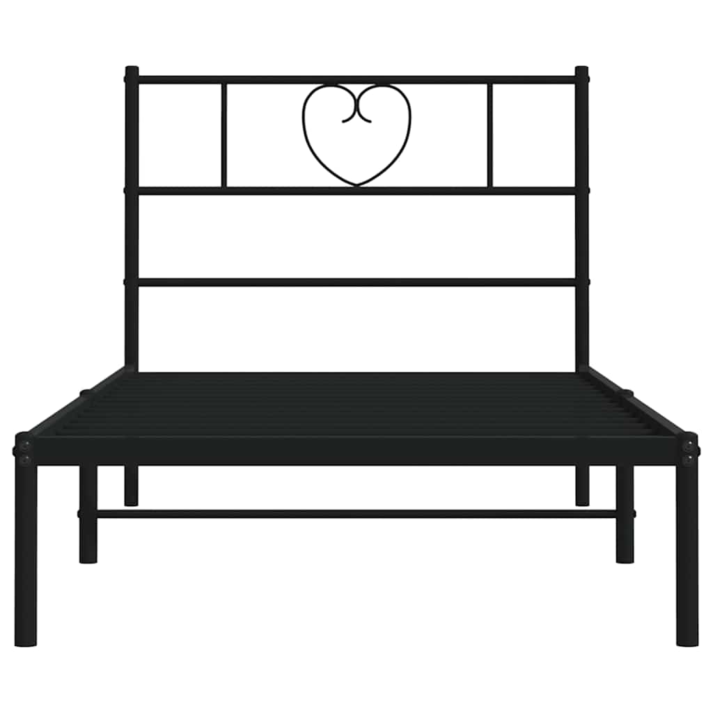 Bettgestell mit Kopfteil Metall Schwarz 100x190 cm