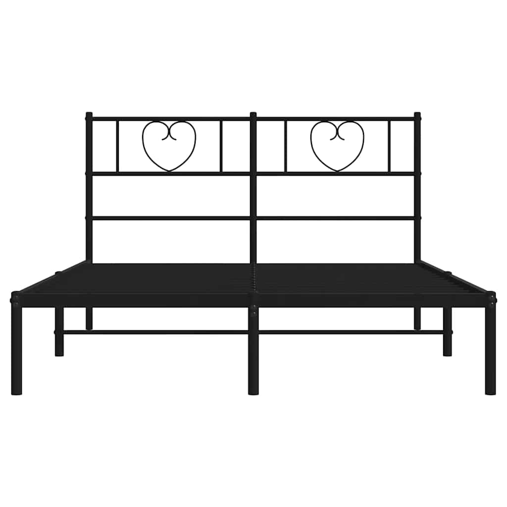 Bettgestell mit Kopfteil Metall Schwarz 135x190 cm