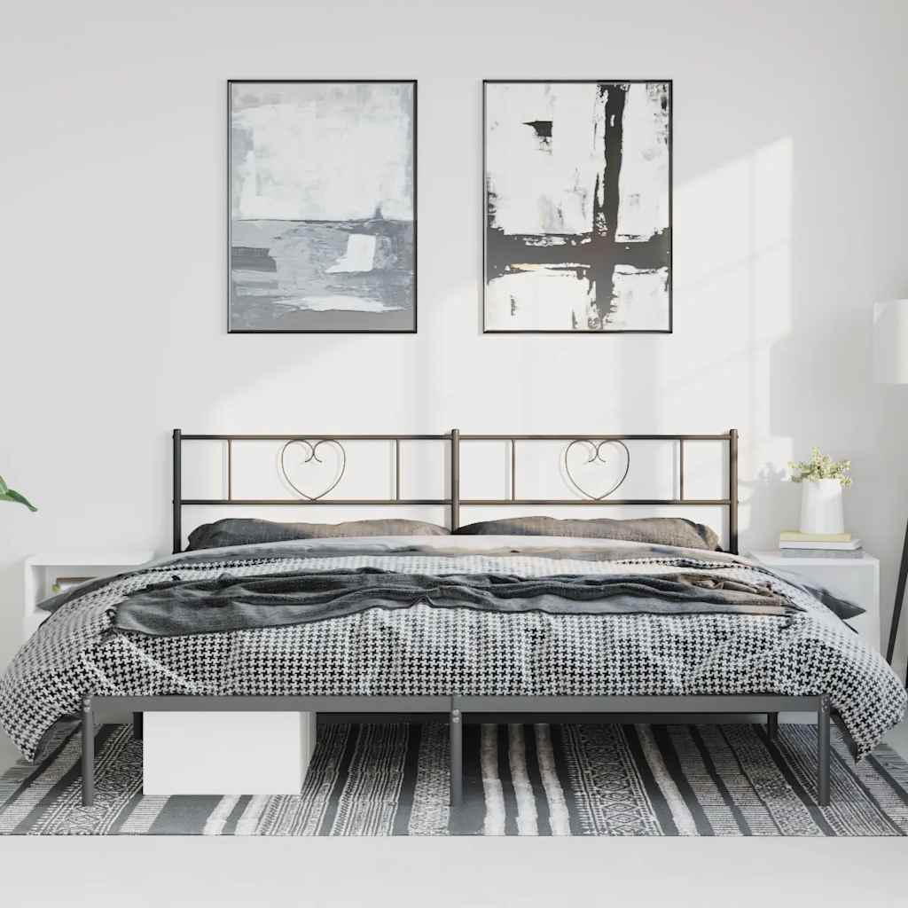 Bettgestell mit Kopfteil Metall Schwarz 183x213 cm