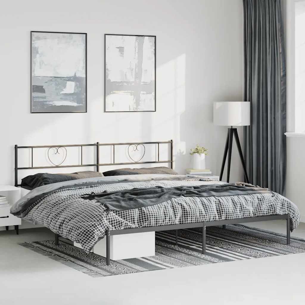 Bettgestell mit Kopfteil Metall Schwarz 183x213 cm
