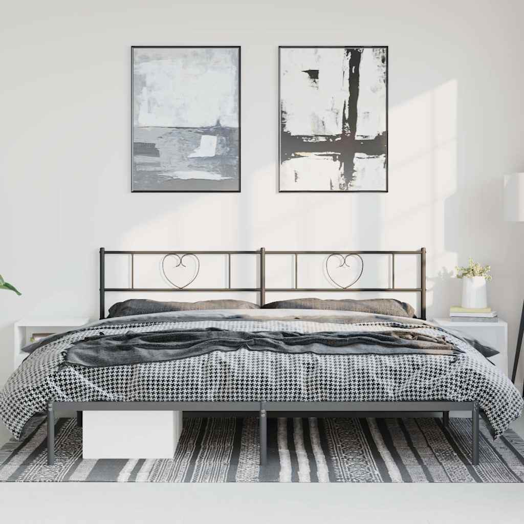 Bettgestell mit Kopfteil Metall Schwarz 193x203 cm