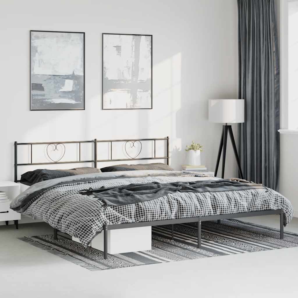 Bettgestell mit Kopfteil Metall Schwarz 193x203 cm