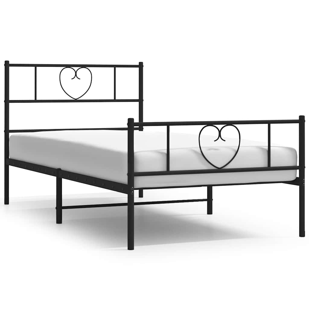 Bettgestell mit Kopf- und Fußteil Metall Schwarz 100x190 cm