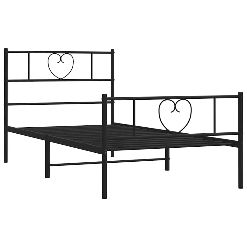 Bettgestell mit Kopf- und Fußteil Metall Schwarz 100x190 cm