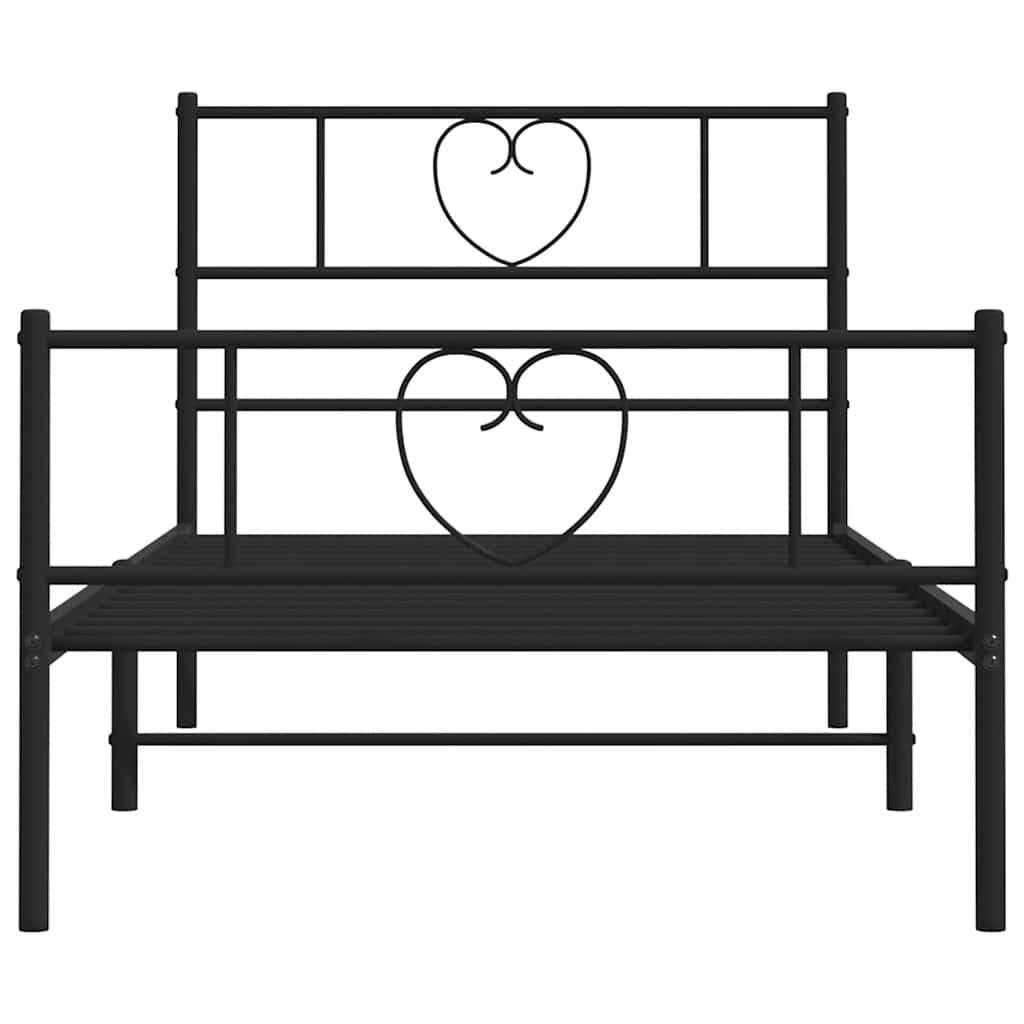 Bettgestell mit Kopf- und Fußteil Metall Schwarz 100x190 cm