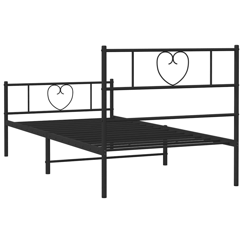 Bettgestell mit Kopf- und Fußteil Metall Schwarz 100x190 cm