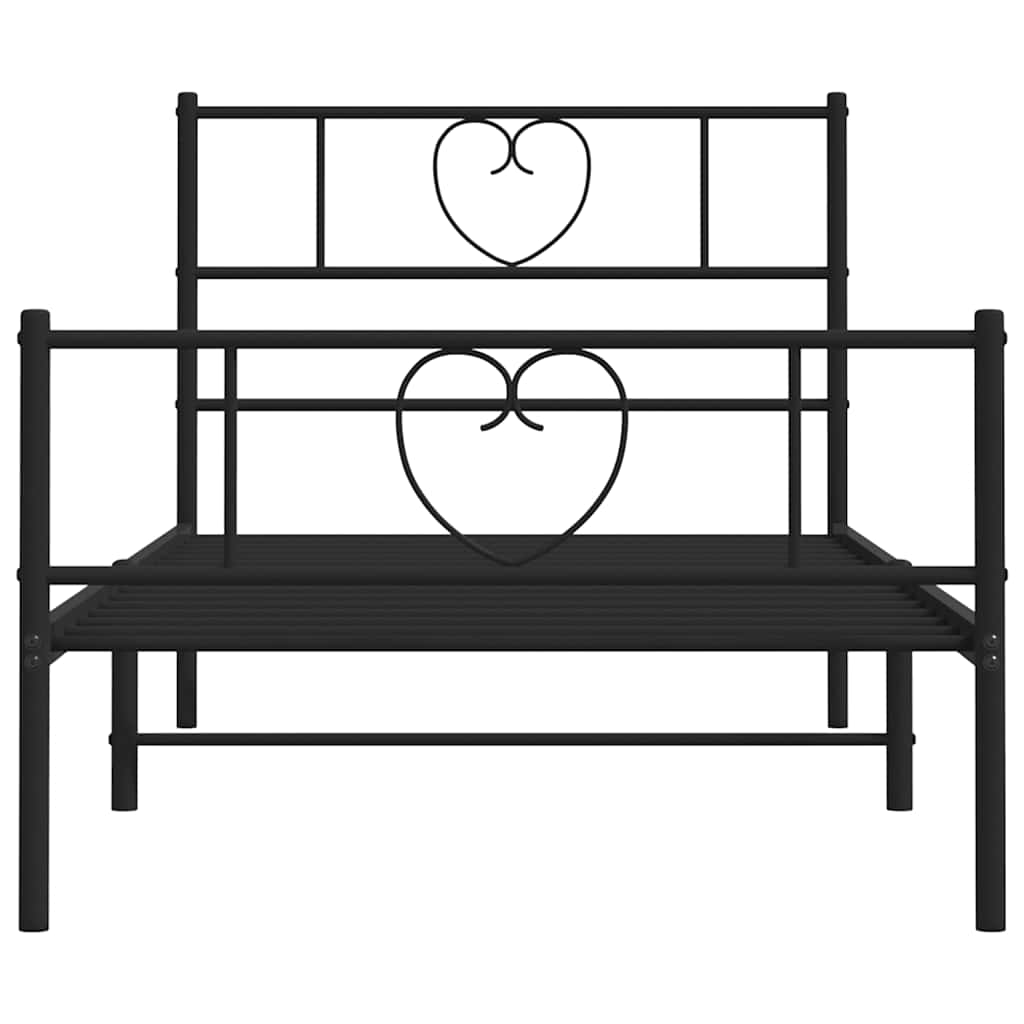 Bettgestell mit Kopf- und Fußteil Metall Schwarz 100x200 cm