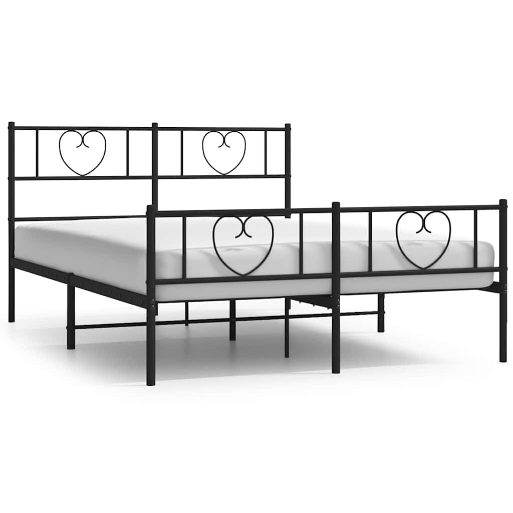 Bettgestell mit Kopf- und Fußteil Metall Schwarz 150x200 cm