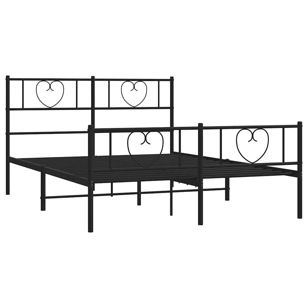 Bettgestell mit Kopf- und Fußteil Metall Schwarz 150x200 cm