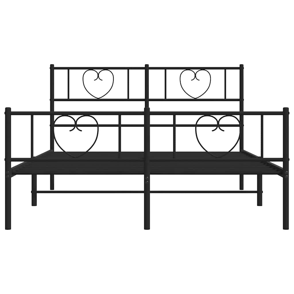Bettgestell mit Kopf- und Fußteil Metall Schwarz 150x200 cm