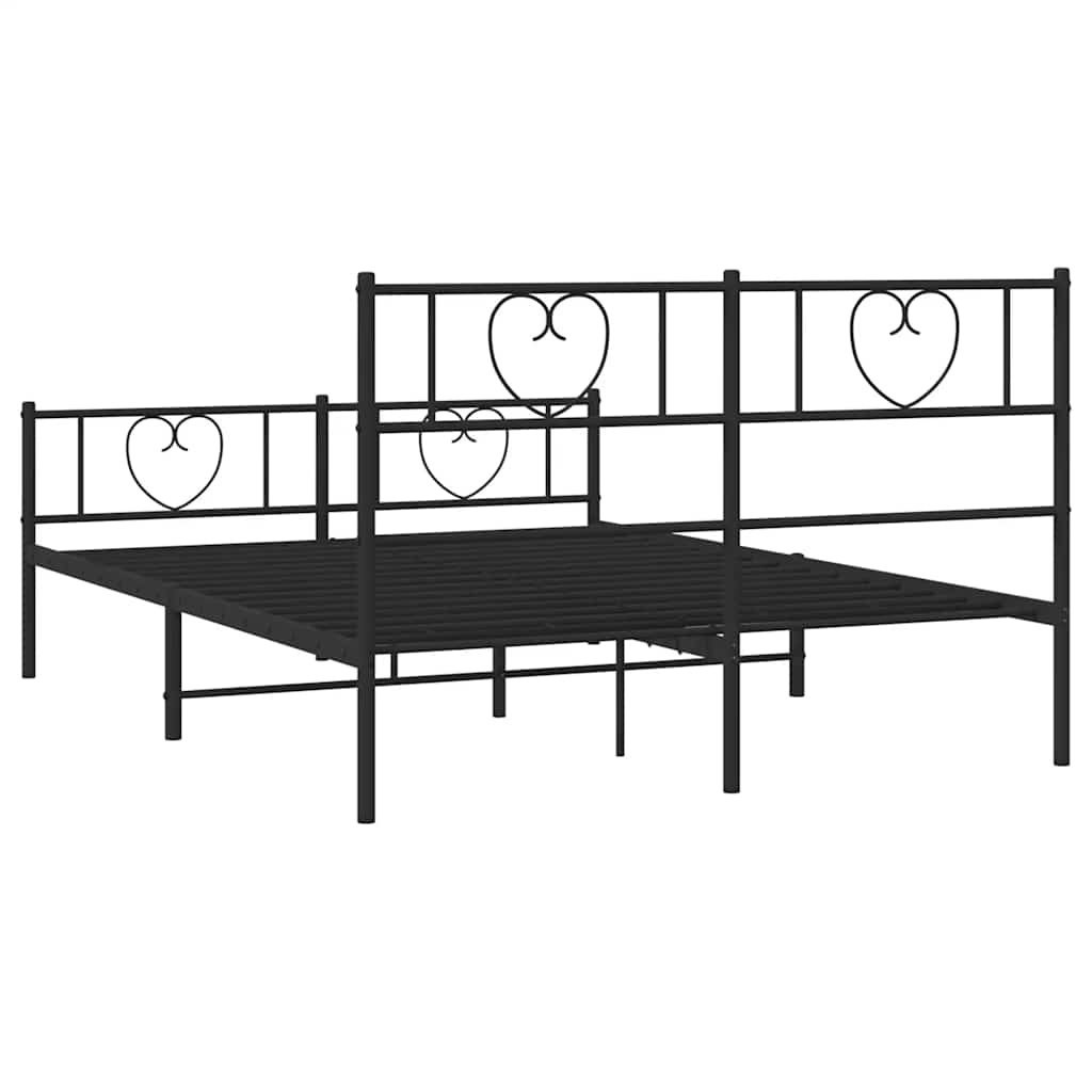 Bettgestell mit Kopf- und Fußteil Metall Schwarz 150x200 cm