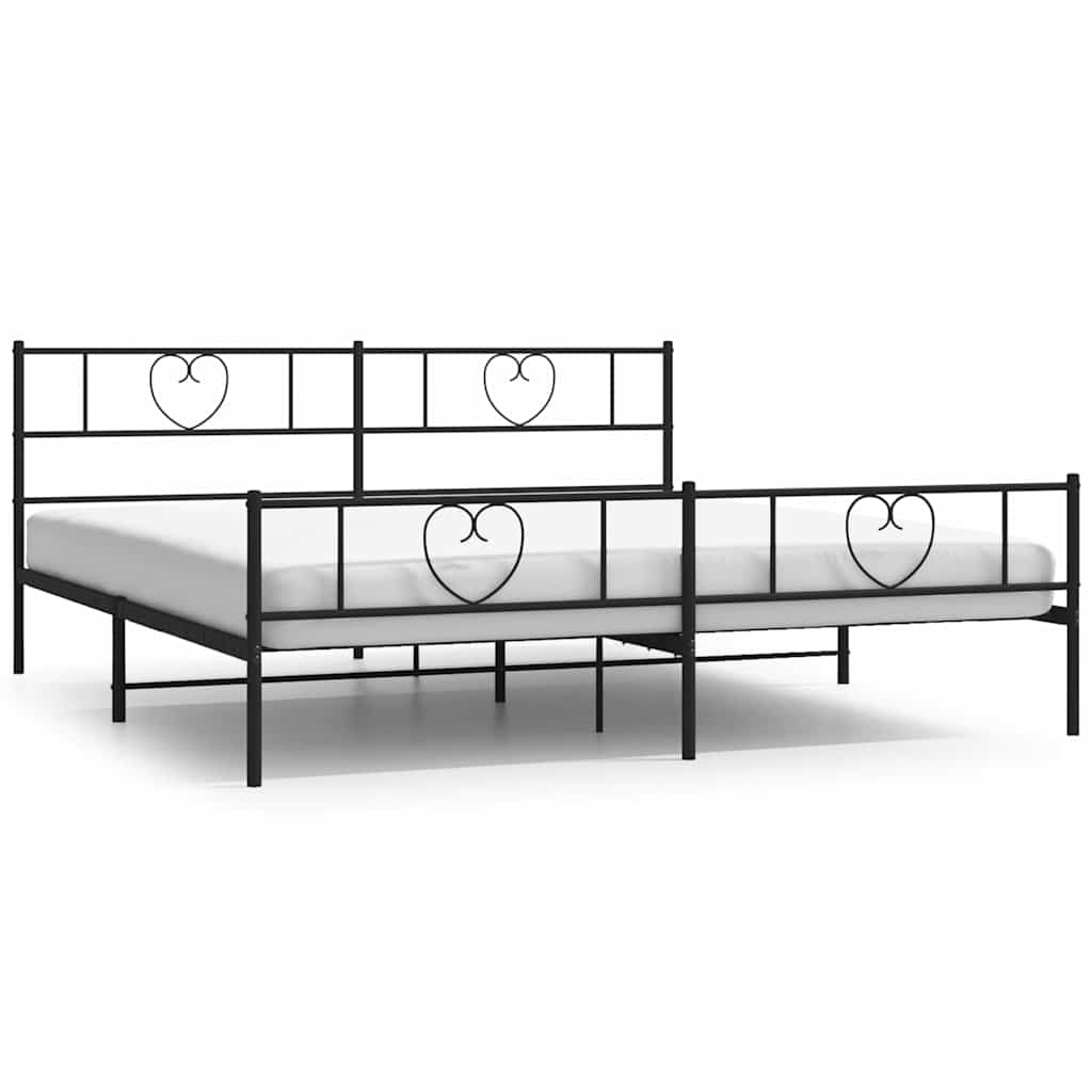 Bettgestell mit Kopf- und Fußteil Metall Schwarz 193x203 cm