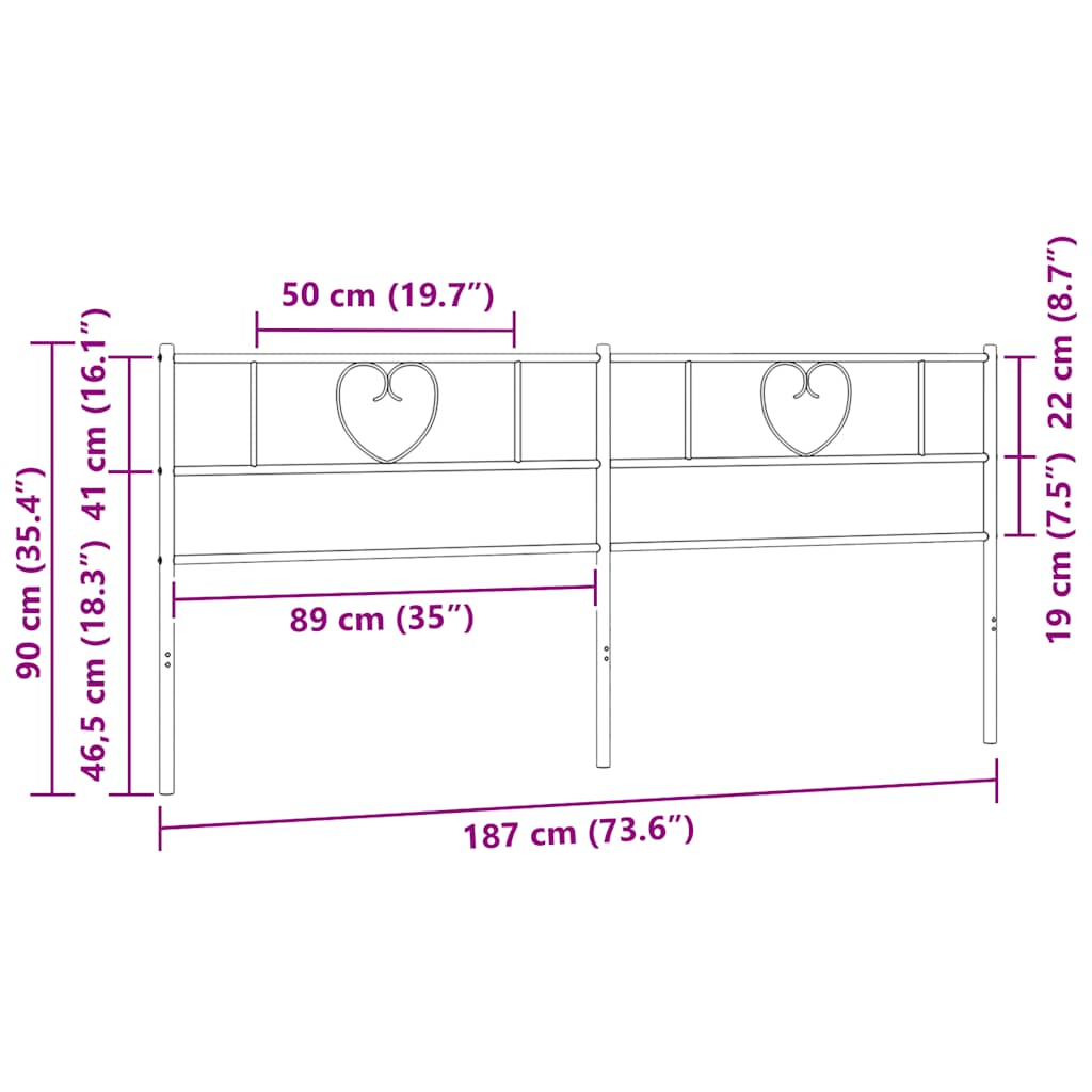 Ersatz-Kopfteil Metall Schwarz 180 cm
