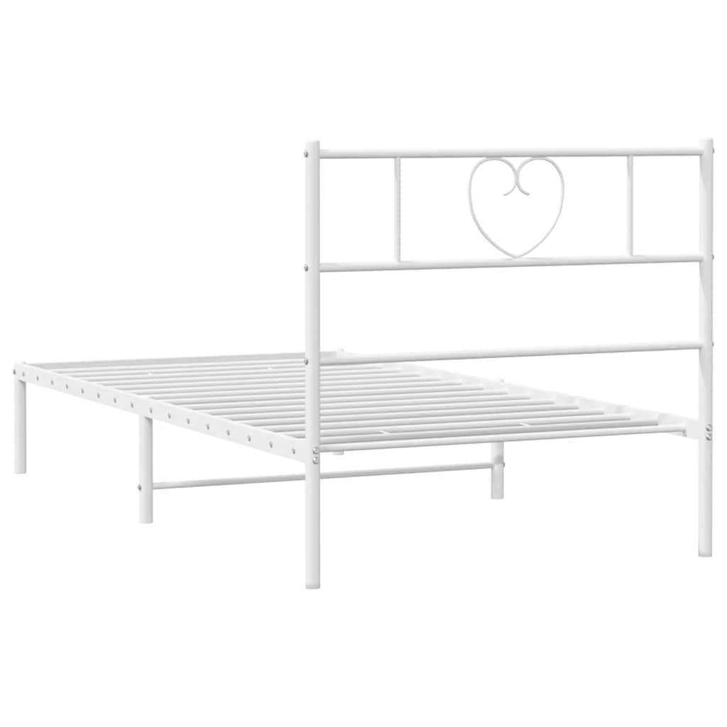 Bettgestell mit Kopfteil Metall Weiß 100x190 cm