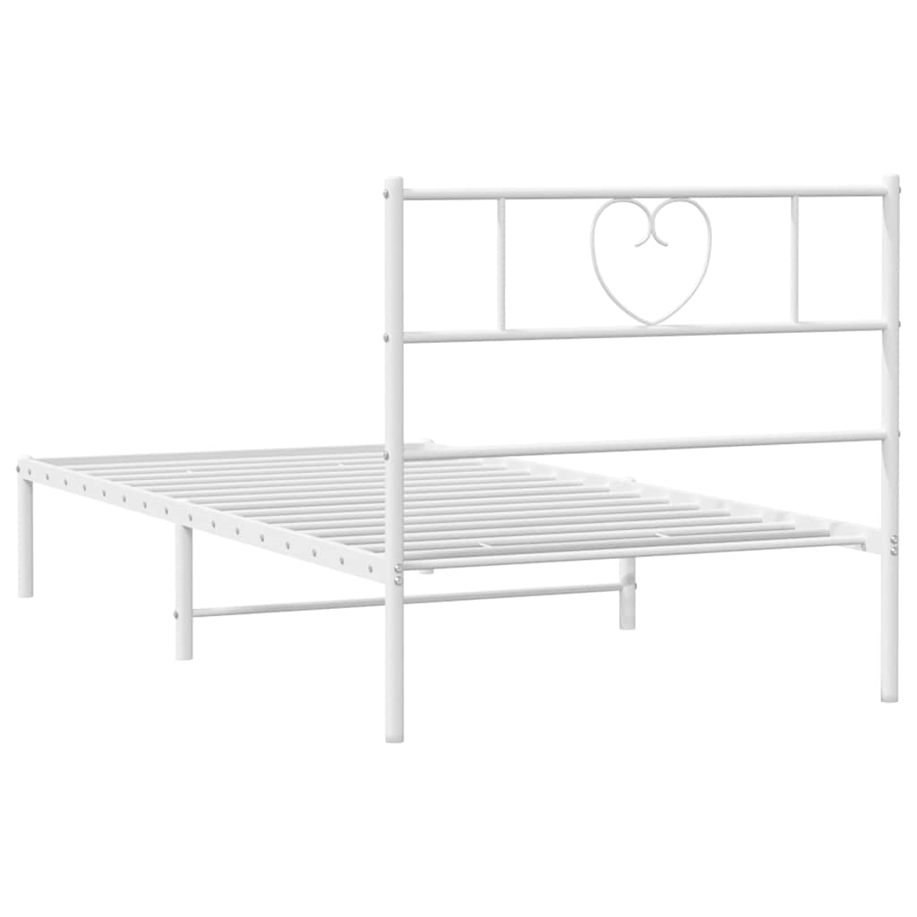 Bettgestell mit Kopfteil Metall Weiß 100x200 cm