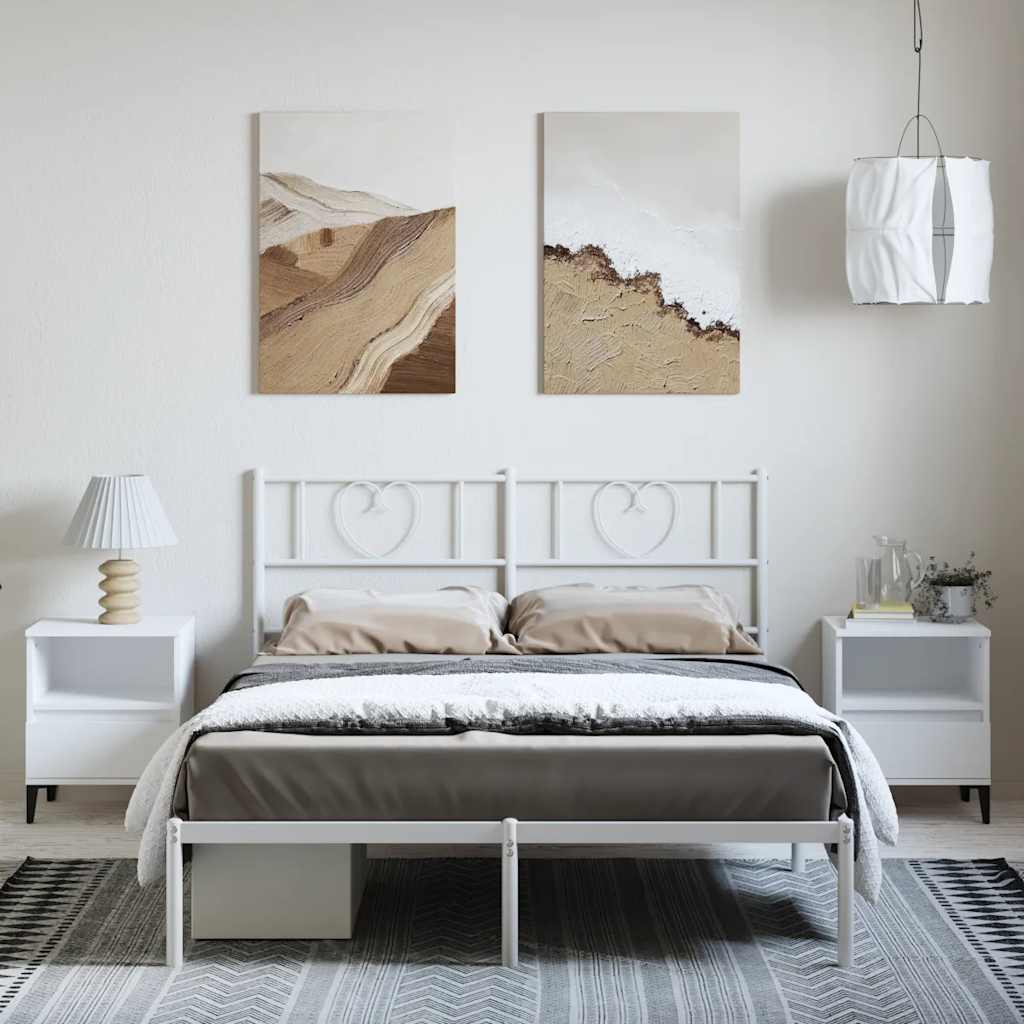 Bettgestell mit Kopfteil Metall Weiß 150x200 cm