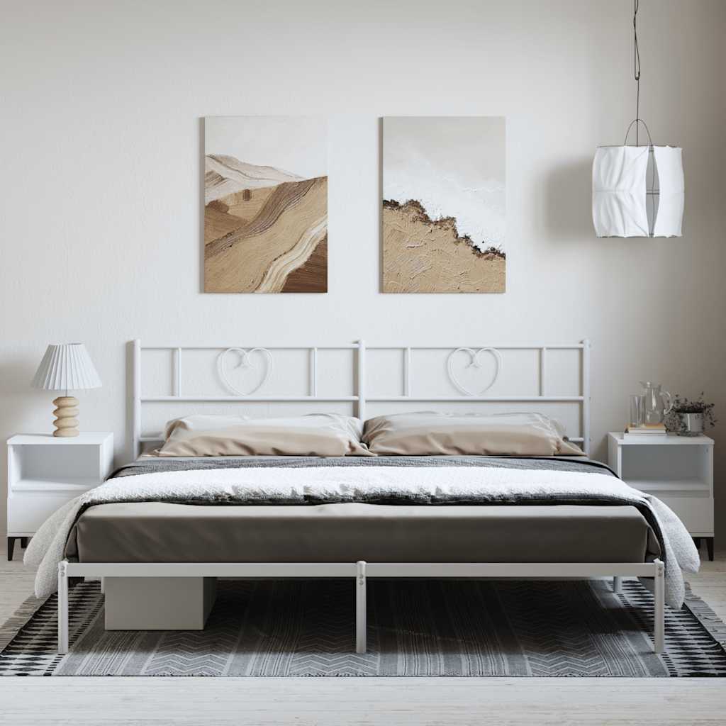 Bettgestell mit Kopfteil Metall Weiß 183x213 cm