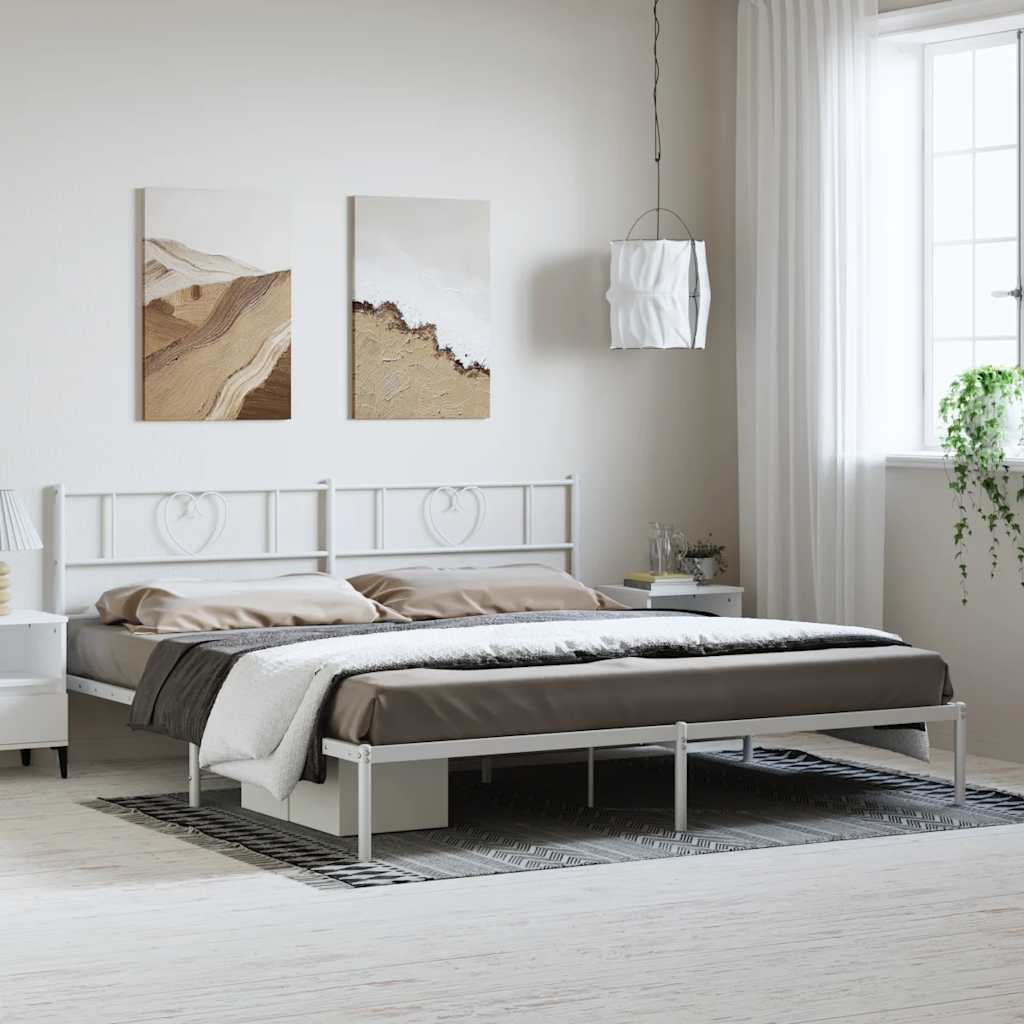 Bettgestell mit Kopfteil Metall Weiß 183x213 cm