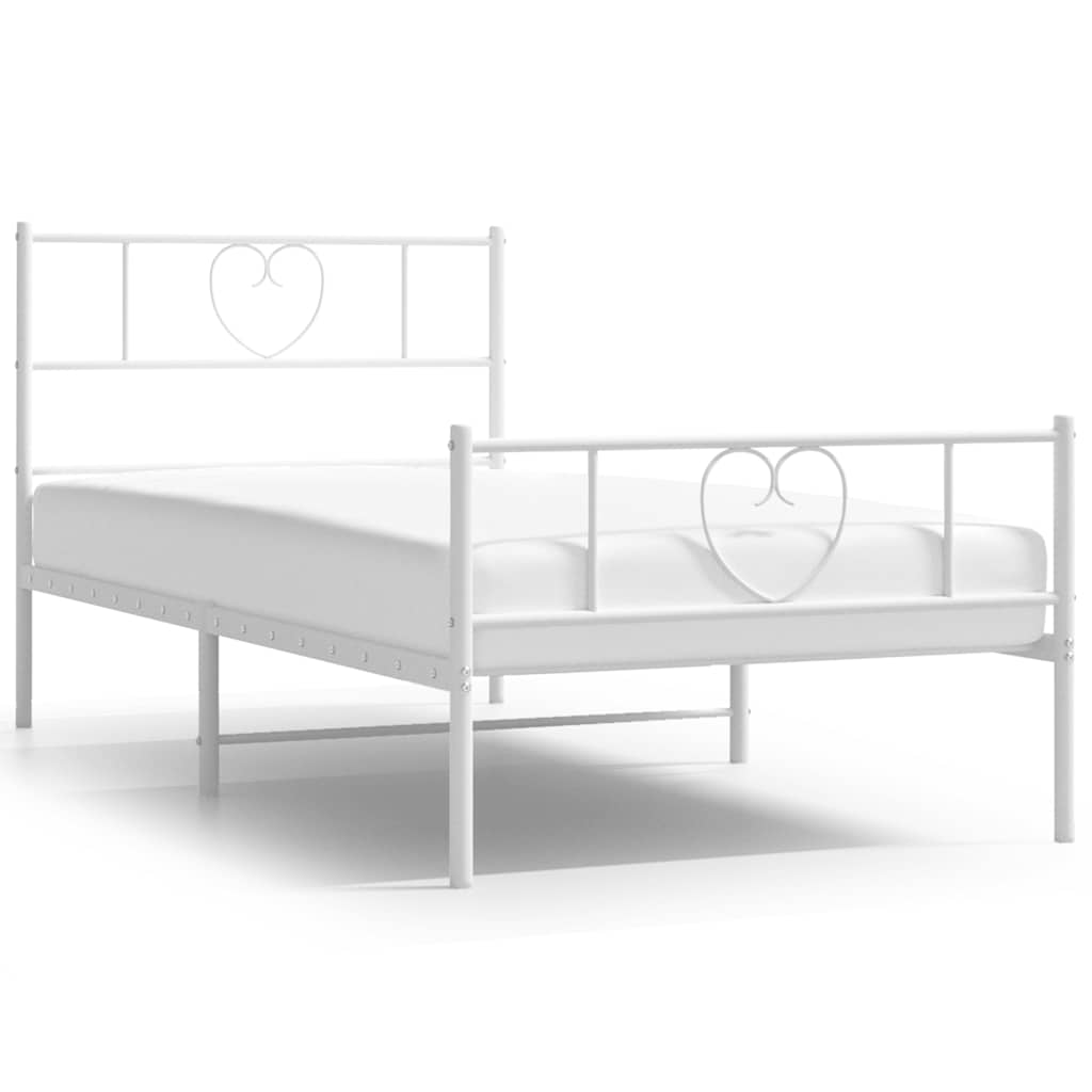 Bettgestell mit Kopf- und Fußteil Metall Weiß 100x200 cm