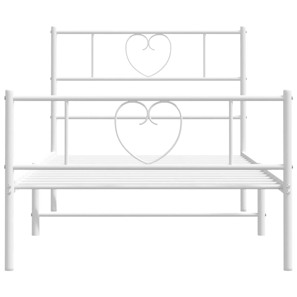 Bettgestell mit Kopf- und Fußteil Metall Weiß 100x200 cm