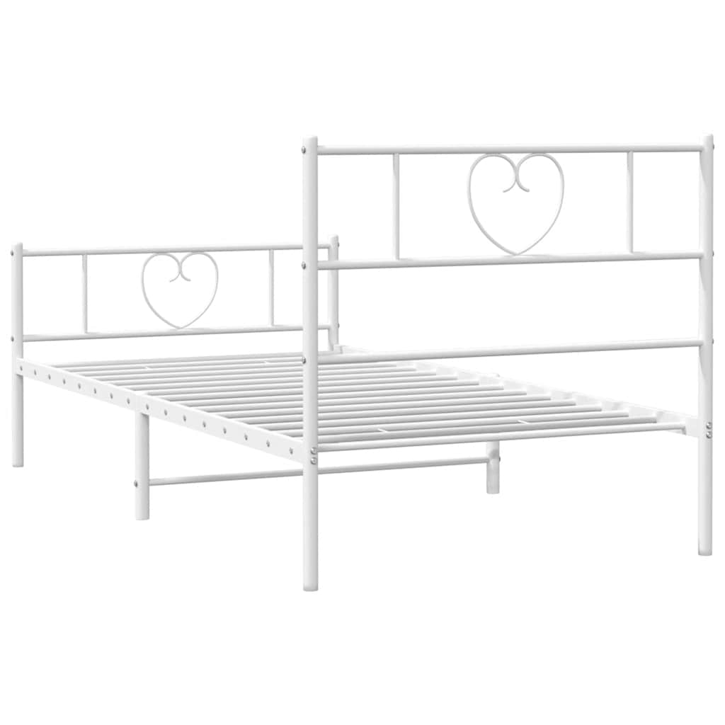 Bettgestell mit Kopf- und Fußteil Metall Weiß 100x200 cm