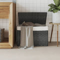Wäschekorb mit Deckel Grau 55,5x35x34 cm Poly Rattan