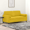 2-Sitzer-Sofa mit Zierkissen Gelb 140 cm Samt