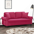 2-Sitzer-Sofa mit Zierkissen Weinrot 140 cm Samt