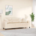 3-Sitzer-Sofa mit Kissen Beige 180 cm Mikrofasergewebe