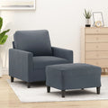 Sessel mit Hocker Dunkelgrau 60 cm Samt
