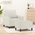 Sessel mit Hocker Creme 60 cm Samt