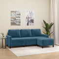 3-Sitzer-Sofa mit Hocker Blau 180 cm Samt