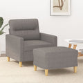 Sessel mit Hocker Taupe 60 cm Stoff