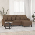 3-Sitzer-Sofa mit Hocker Braun 180 cm Stoff