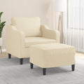 Sessel mit Hocker Creme 60 cm Stoff